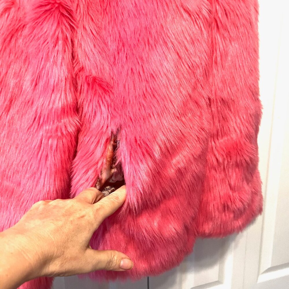 Fashion Fuzzy Pink Jacket-Hooks-X large Girls/X Small Women's-Pockets-Fun-Casual - Picture 5 of 15